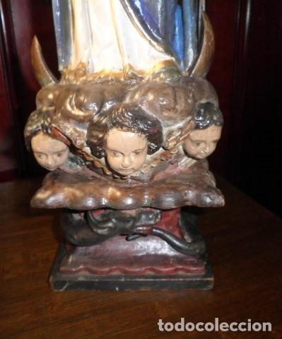 Arte: VIRGEN INMACULADA EN MADERA MACIZA. POSIBLEMENTE BARROCA - Foto 8