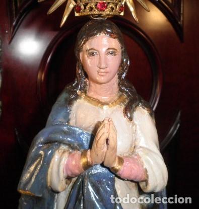 Arte: VIRGEN INMACULADA EN MADERA MACIZA. POSIBLEMENTE BARROCA - Foto 9
