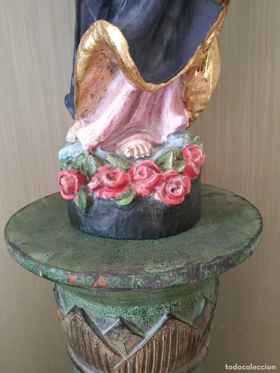 Arte: Virgen Mar&iacute;a de madera con el ni&ntilde;o - Foto 5