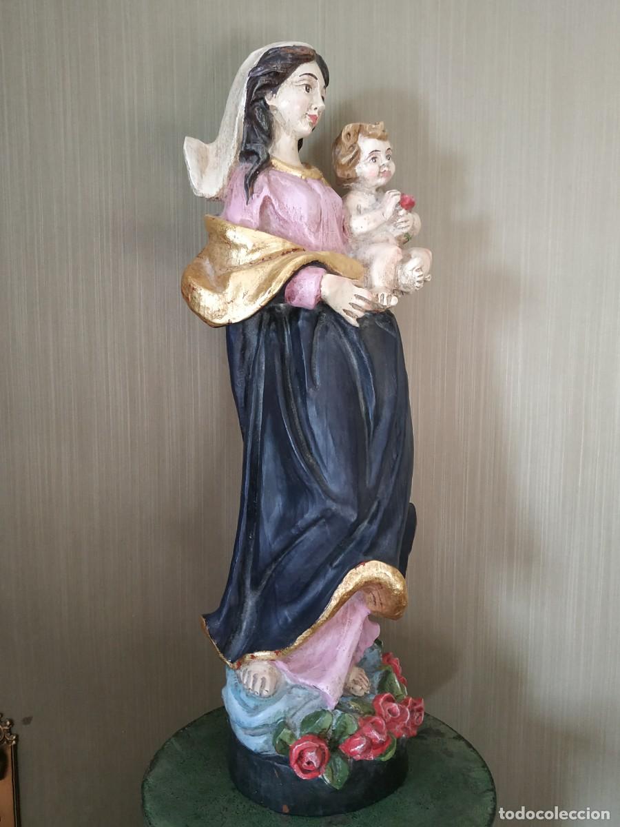 Arte: Virgen Mar&iacute;a de madera con el ni&ntilde;o - Foto 7
