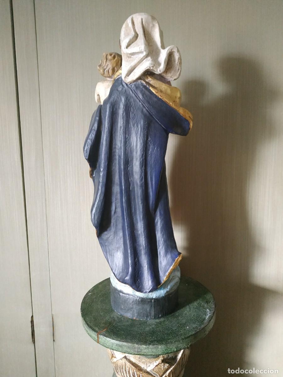 Arte: Virgen Mar&iacute;a de madera con el ni&ntilde;o - Foto 8