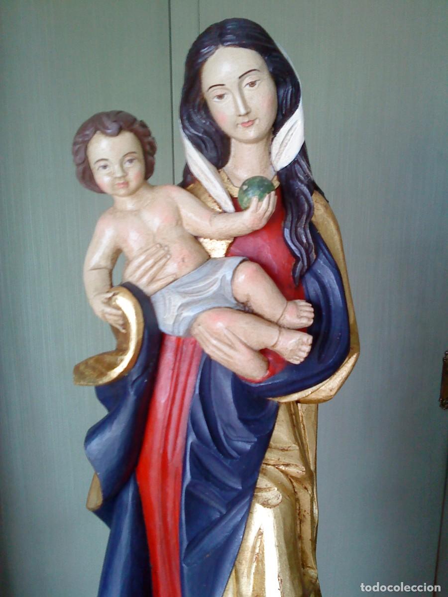 Arte: VIRGEN DE MADERA CON EL NI&Ntilde;O DE ESTILO G&Oacute;TICO - Foto 2