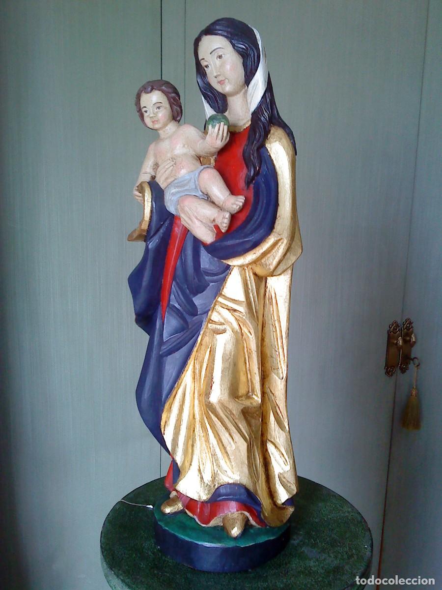 Arte: VIRGEN DE MADERA CON EL NI&Ntilde;O DE ESTILO G&Oacute;TICO - Foto 4
