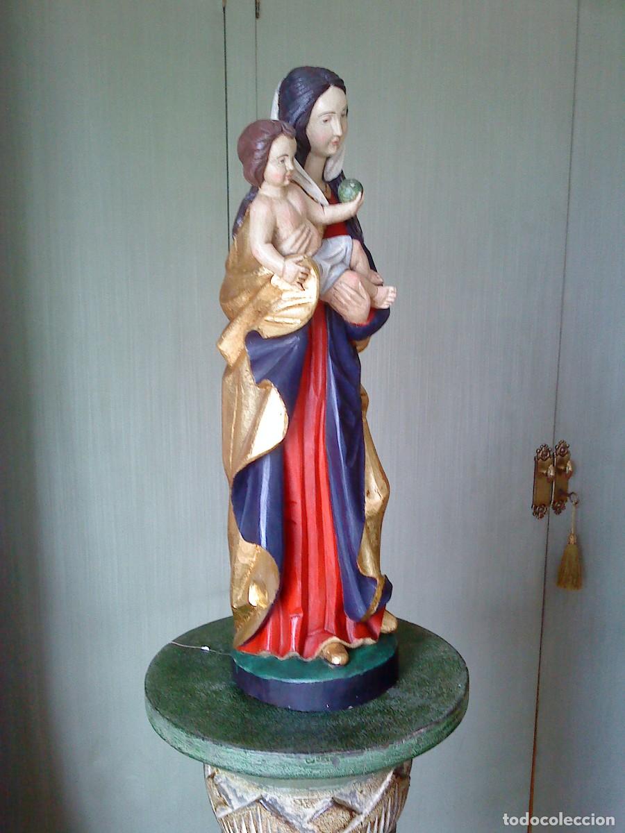 Arte: VIRGEN DE MADERA CON EL NI&Ntilde;O DE ESTILO G&Oacute;TICO - Foto 6