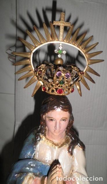 Arte: VIRGEN INMACULADA EN MADERA MACIZA. POSIBLEMENTE BARROCA - Foto 11