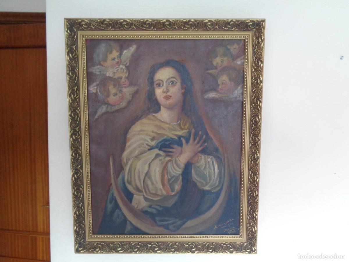 Arte: CUADRO DE LA INMACULADA PINTADO AL OLEO - Foto 4