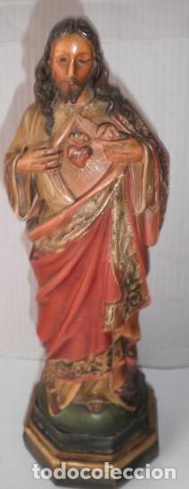 Arte: SAGRADO CORAZ&Oacute;N DE JES&Uacute;S EN MADERA - Foto 2