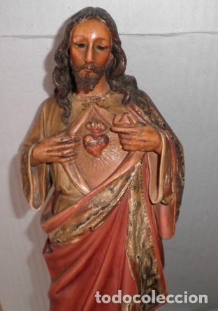 Arte: SAGRADO CORAZ&Oacute;N DE JES&Uacute;S EN MADERA - Foto 3