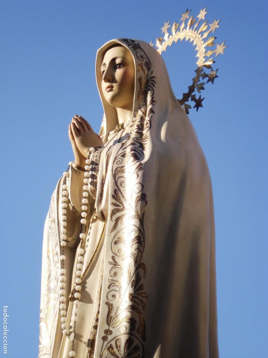 Arte: VIRGEN DE FATIMA DE EL ARTE CRISTIANO GRANDES MEDIDAS, CON PALOMAS