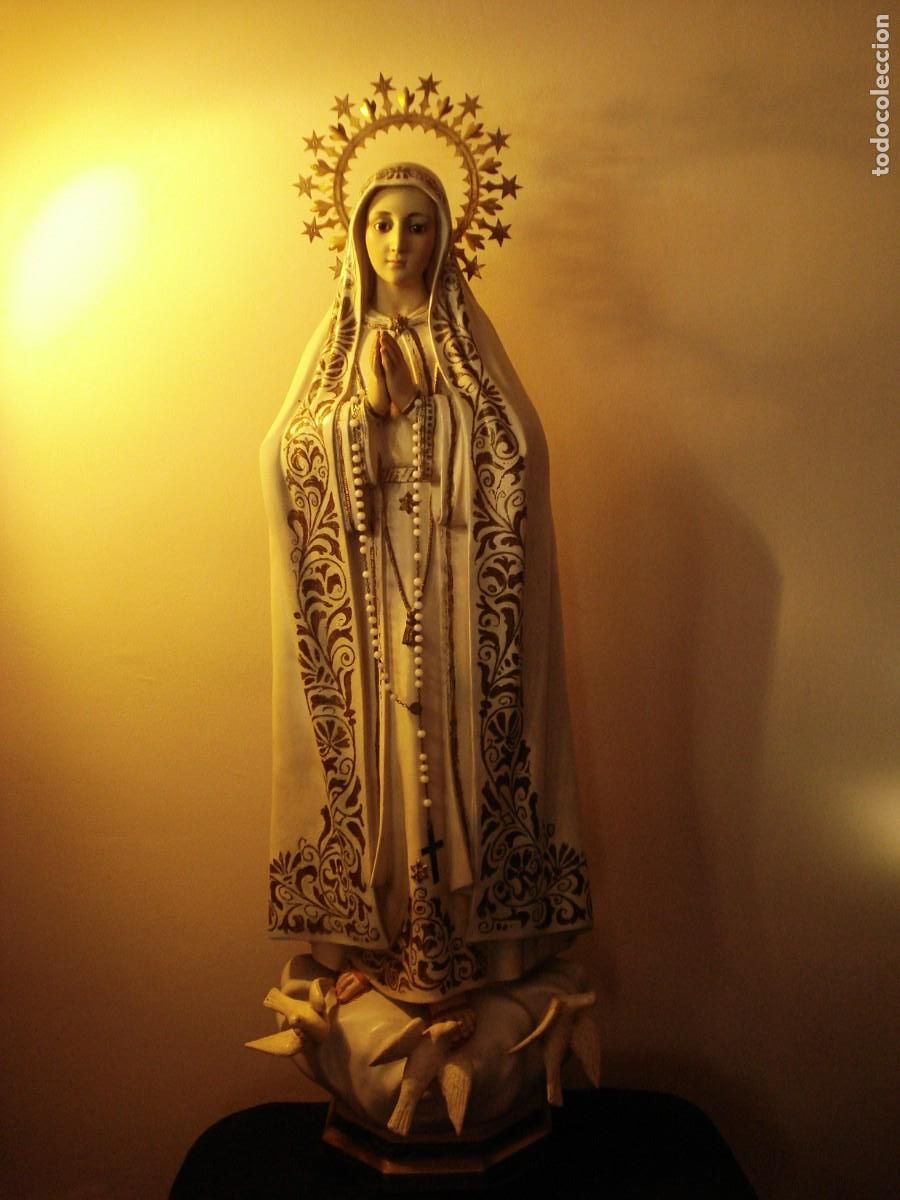 Arte: VIRGEN DE FATIMA DE EL ARTE CRISTIANO GRANDES MEDIDAS, CON PALOMAS