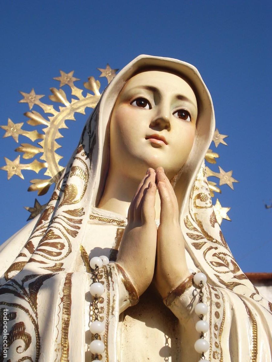 Kunst: VIRGEN DE FATIMA DE EL ARTE CRISTIANO GRANDES MEDIDAS, CON PALOMAS