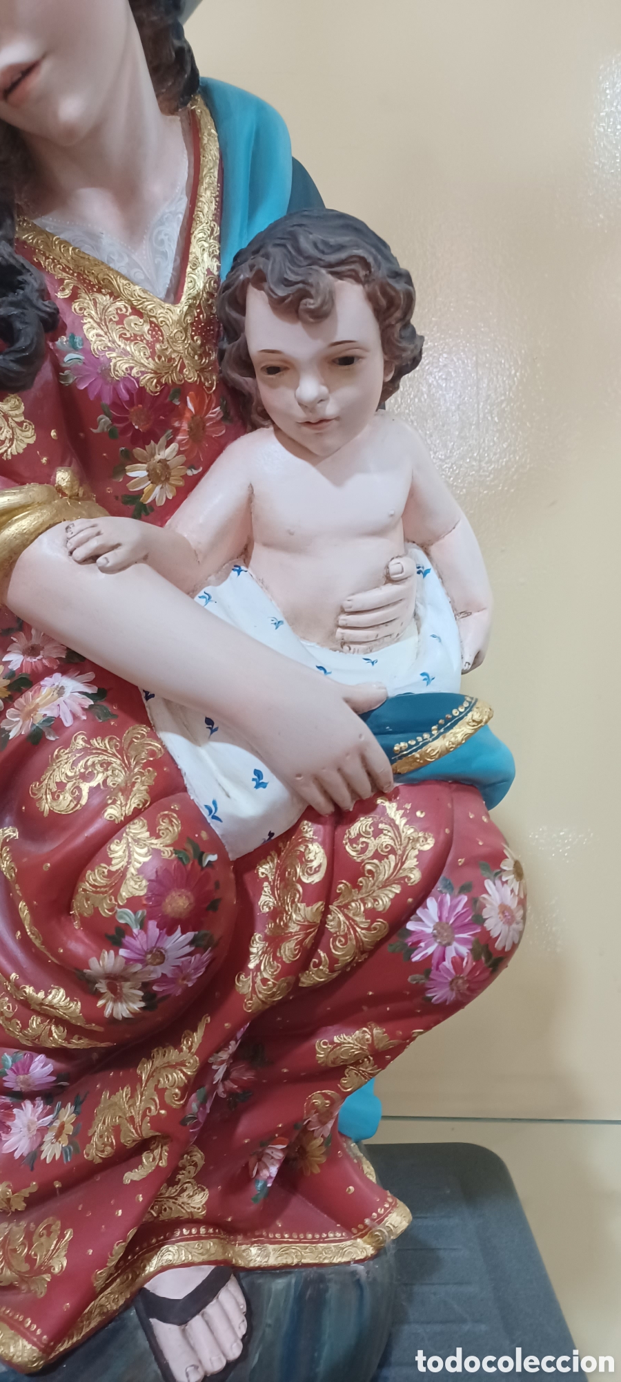 Arte: VIRGEN CON NI&Ntilde;O SENTADA 60CM MADERA - Foto 2
