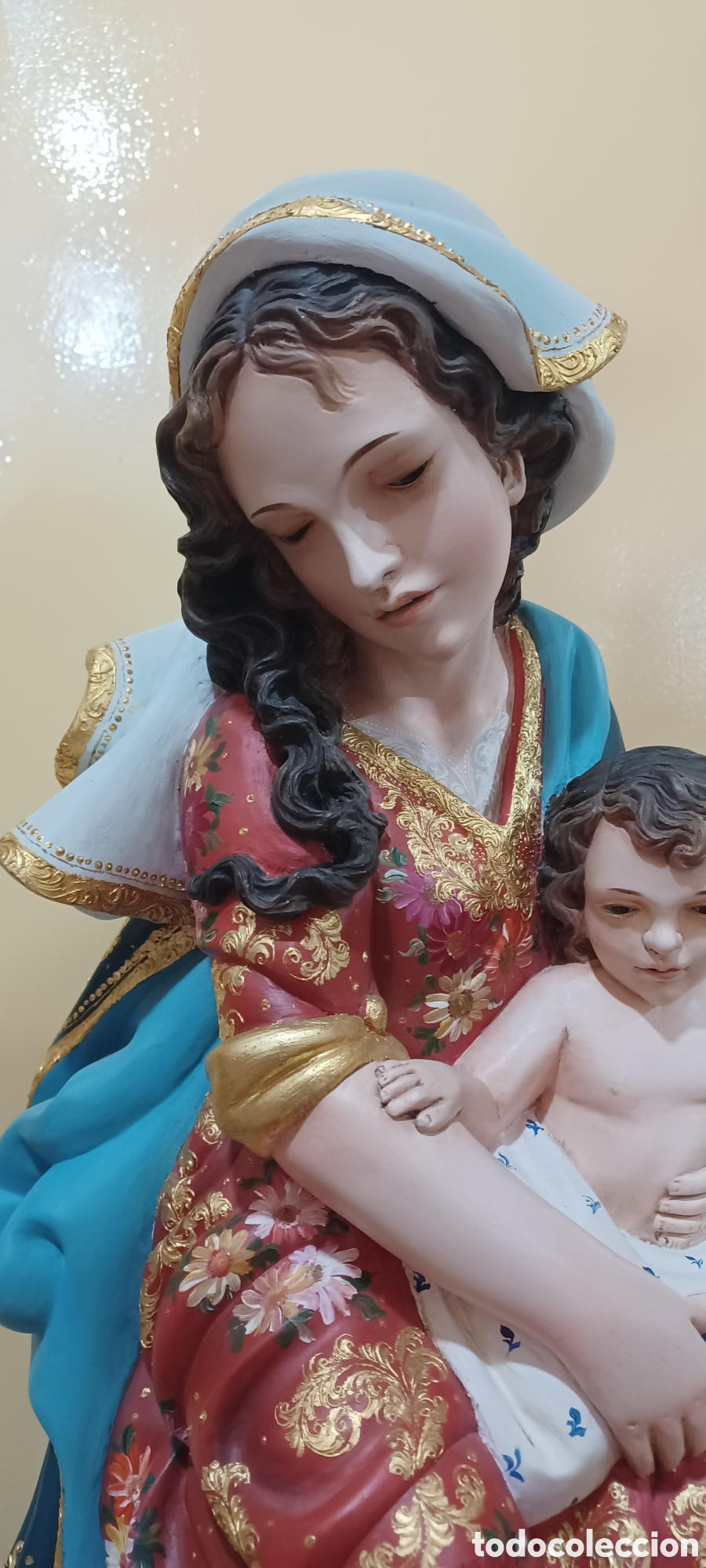 Arte: VIRGEN CON NI&Ntilde;O SENTADA 60CM MADERA - Foto 3