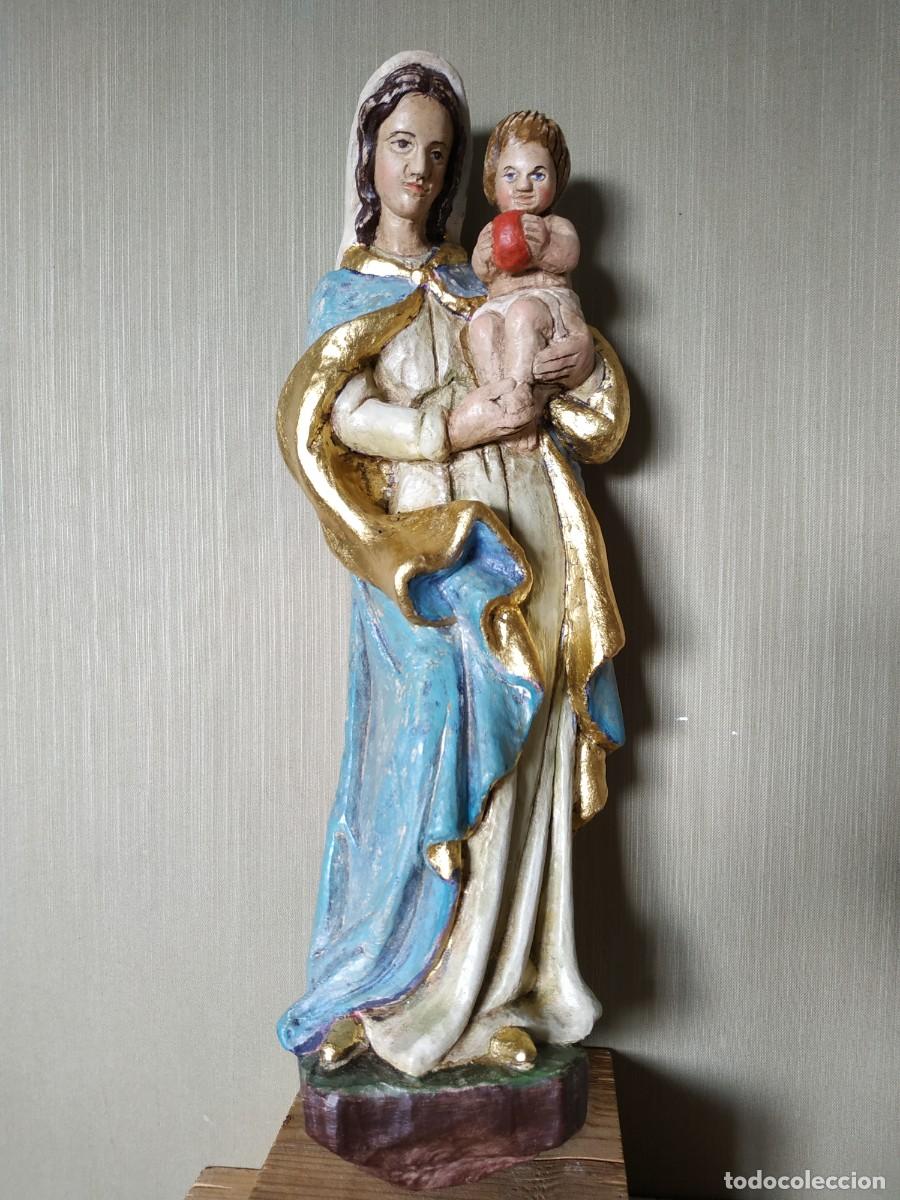 Arte: VIRGEN MAR&Iacute;A EN TALLA DE MADERA - Foto 1