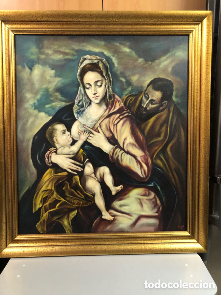 Arte: OLEO SOBRE LIENZO, VIRGEN DE LA LECHE, COPIA DEL GRECO - Foto 1