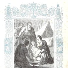 Arte: AÑO 1853 GRABADO RELIGIOSO - LA NATIVIDAD DE NUESTRA SEÑORA - AÑO CRISTIANO - 17 X 26 CM
