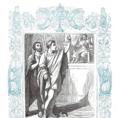 Arte: AÑO 1853 GRABADO RELIGIOSO -SAN PROTO Y SAN JACINTO, MÁRTIRES - AÑO CRISTIANO - 17 X 26 CM