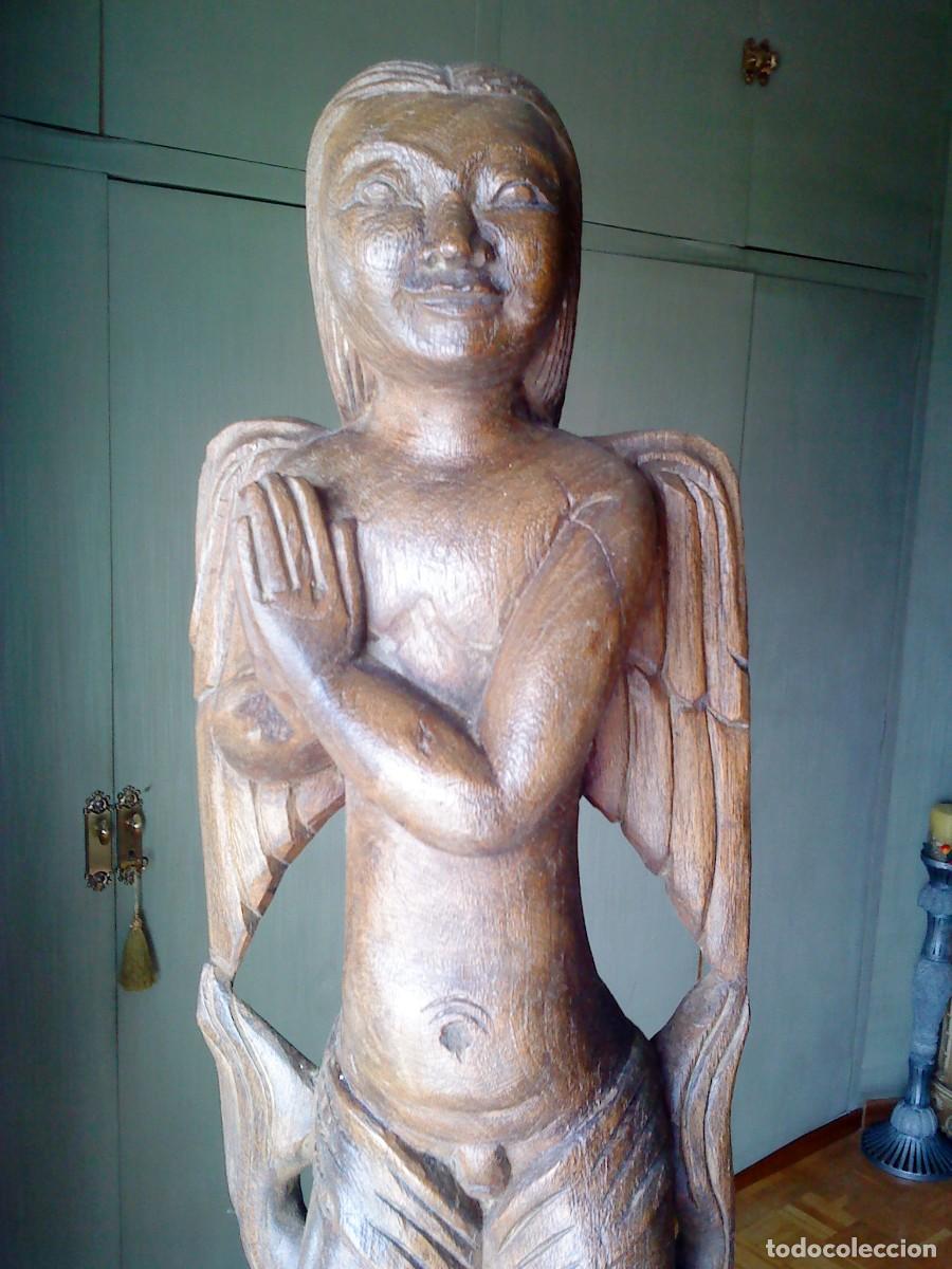 Arte: 58 cm. ANTIGUO ANGEL DE MADERA - Foto 5