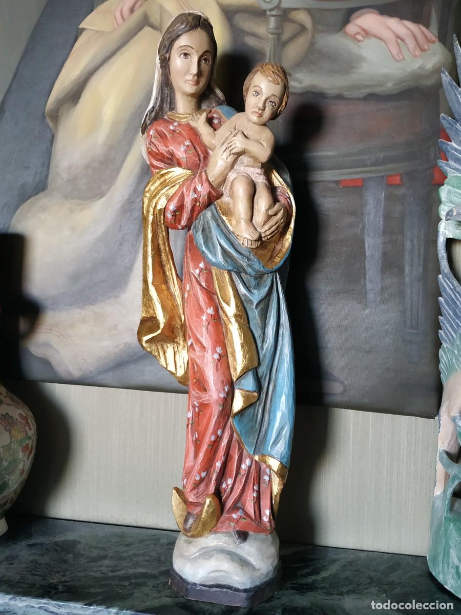 Arte: talla de VIRGEN DE MADERA CON EL NI&Ntilde;O - Foto 1