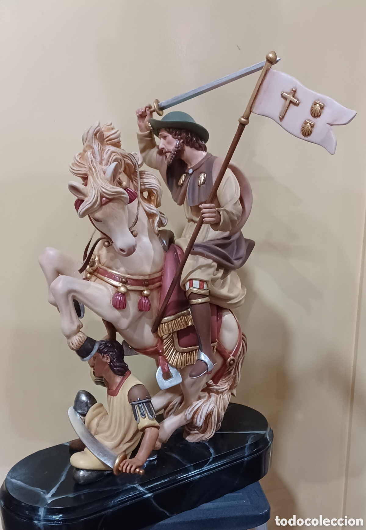 Arte: SANTIAGO A CABALLO MADERA 50CM - Foto 1