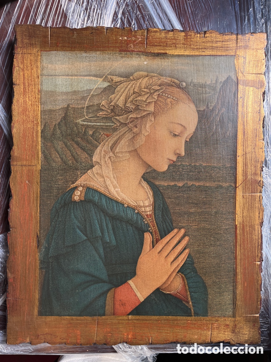 Arte: IP Madonna de Boticelli. L&aacute;mina sobre tabla de madera, . - Foto 1