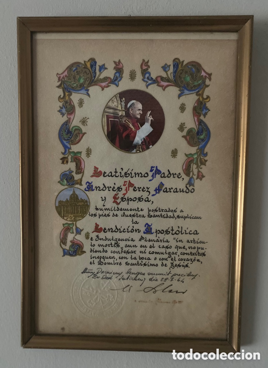 Arte: Cuadro documento original religioso del Vaticano - Foto 1