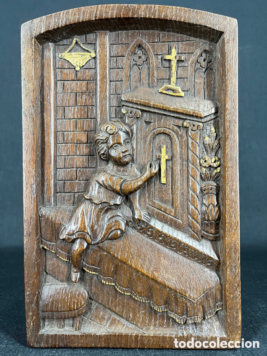 Arte: Relieve en madera tallada y dorada. S.XIX. - Foto 6