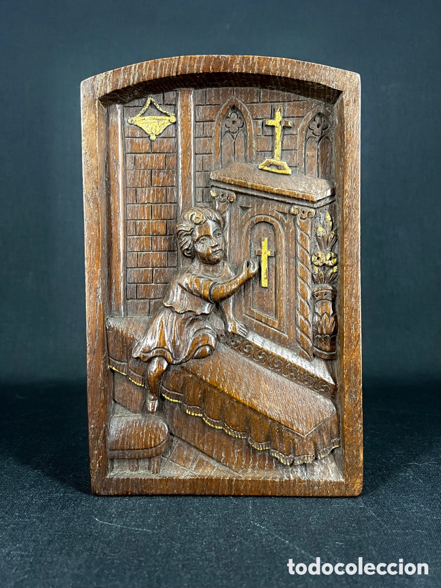 Arte: Relieve en madera tallada y dorada. S.XIX. - Foto 1