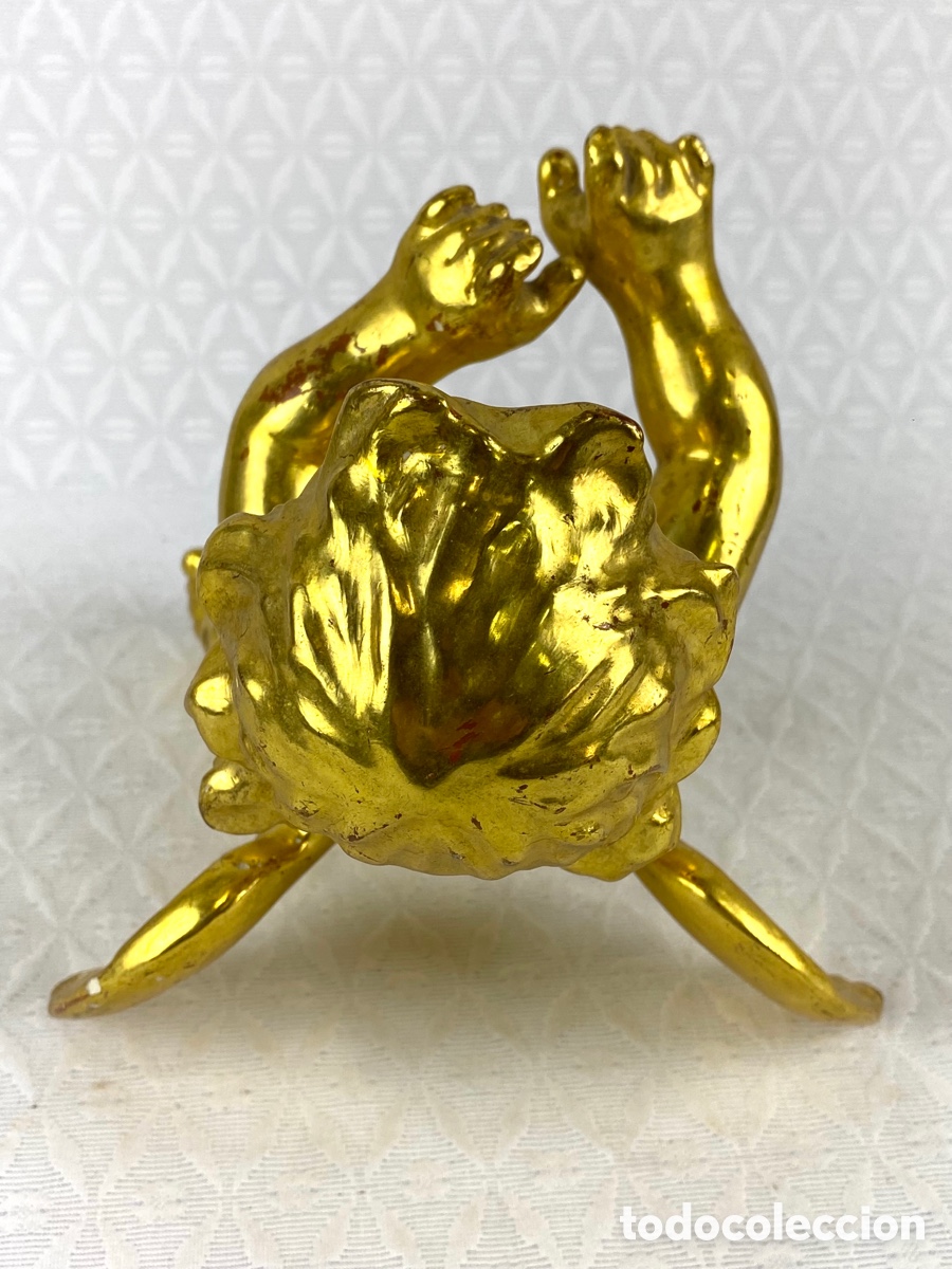 Arte: ANGEL DE MADERA DORADA AL ORO - 23 cm - Foto 5
