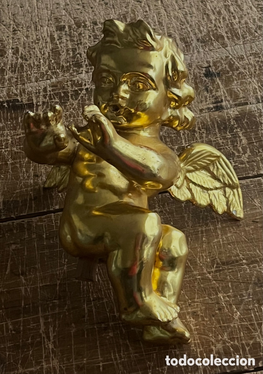 Arte: ANGEL DE MADERA DORADA AL ORO - 23 cm - Foto 7