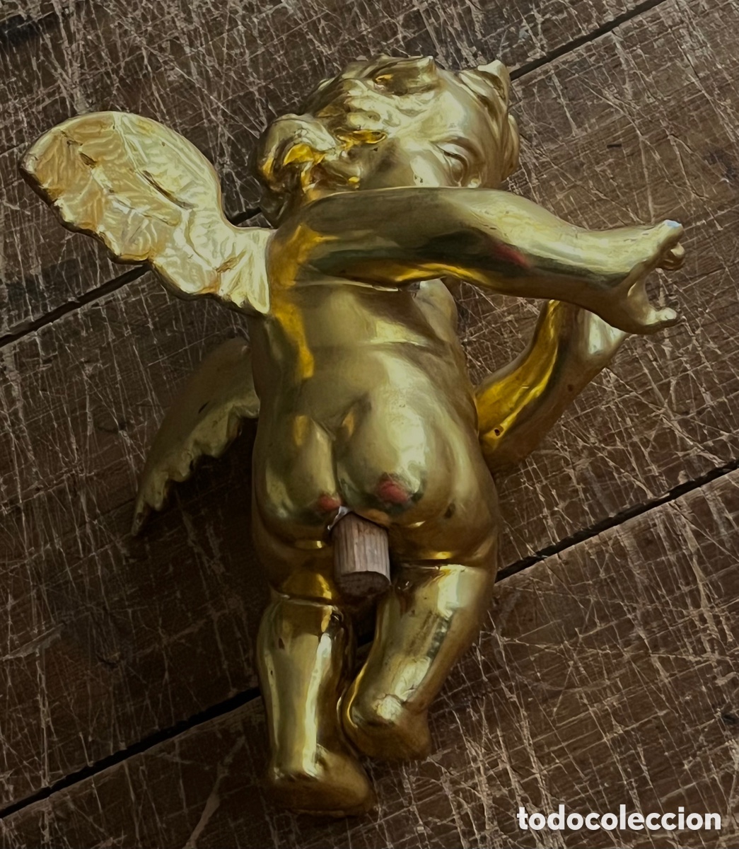 Arte: ANGEL DE MADERA DORADA AL ORO - 23 cm - Foto 9