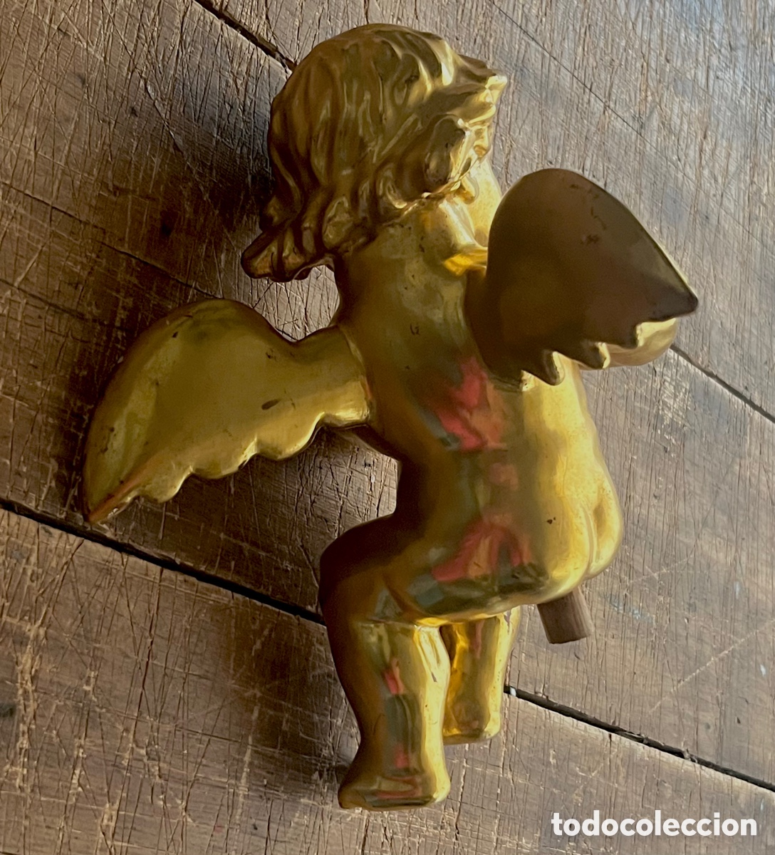 Arte: ANGEL DE MADERA DORADA AL ORO - 23 cm - Foto 12