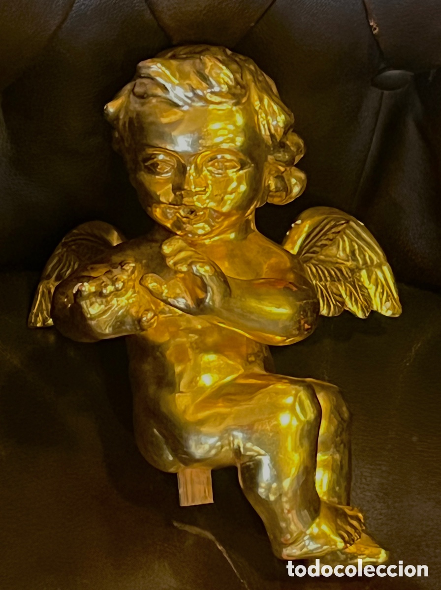 Arte: ANGEL DE MADERA DORADA AL ORO - 23 cm - Foto 13