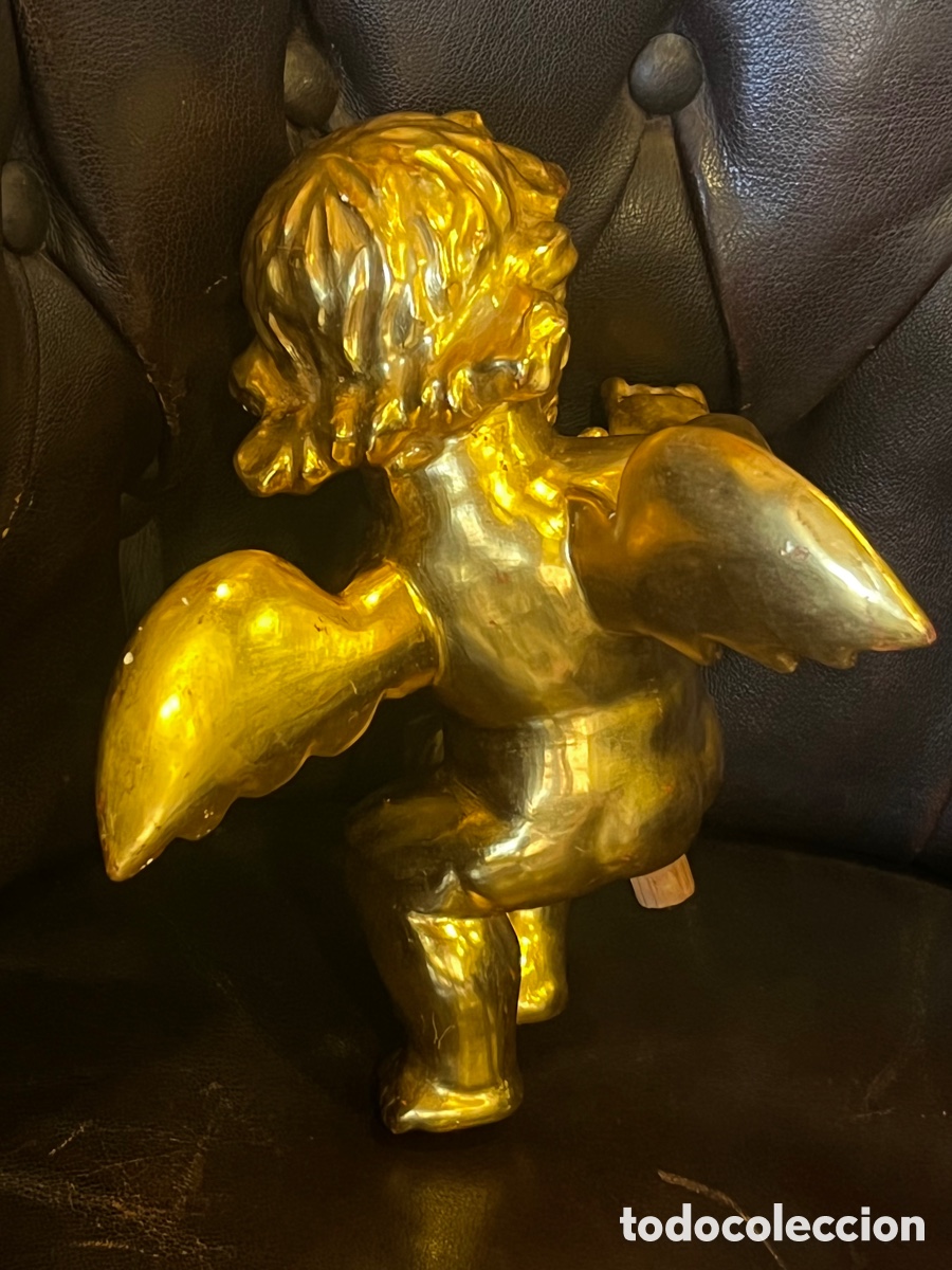 Arte: ANGEL DE MADERA DORADA AL ORO - 23 cm - Foto 14