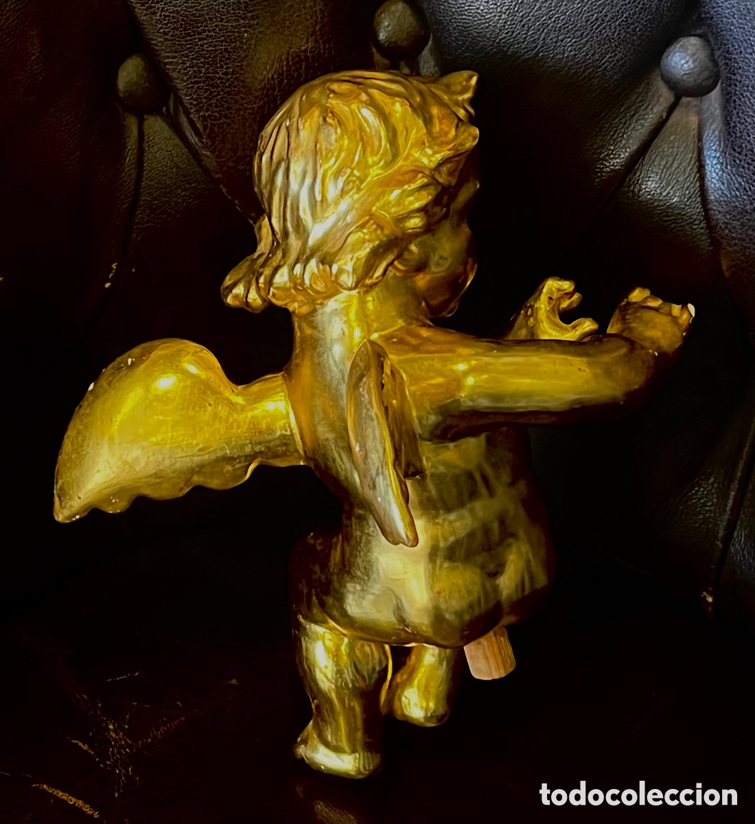 Arte: ANGEL DE MADERA DORADA AL ORO - 23 cm - Foto 15