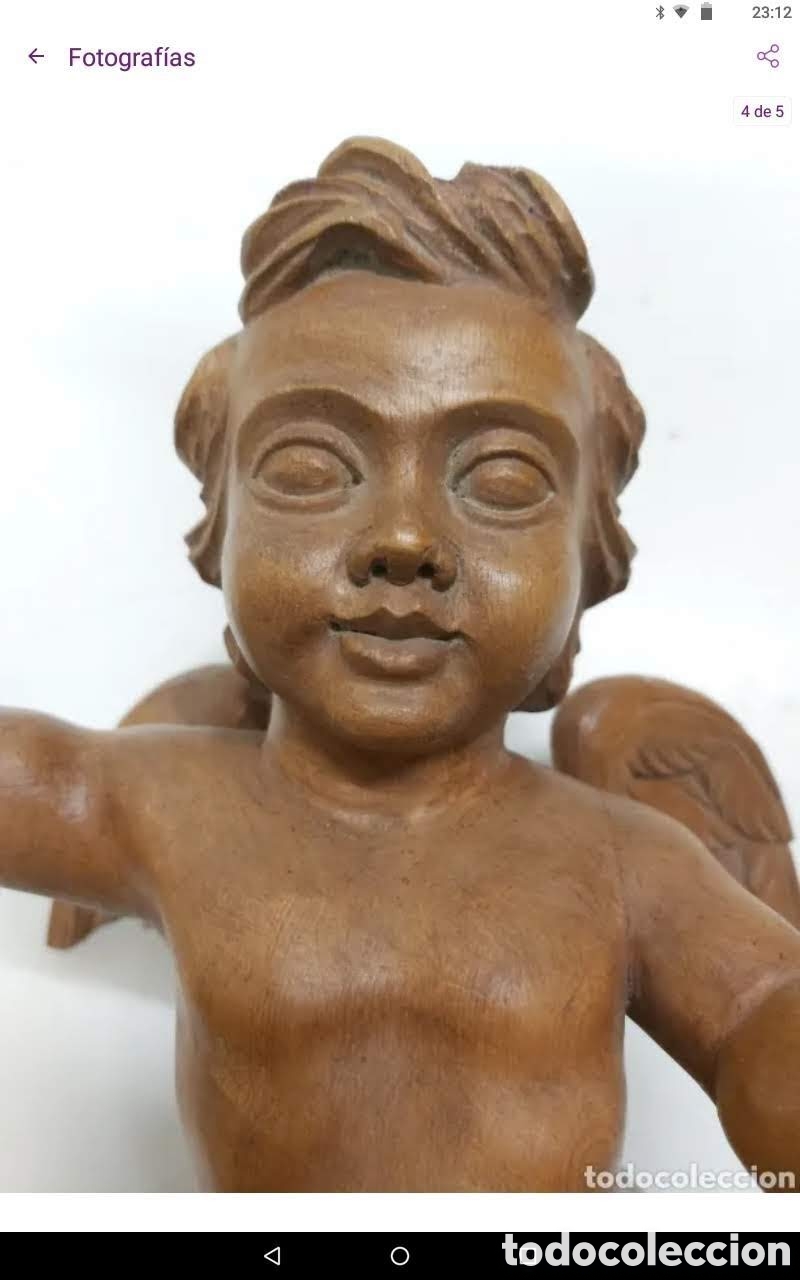 Arte: Antiguo &aacute;ngel policromado al &oacute;leo - Foto 5
