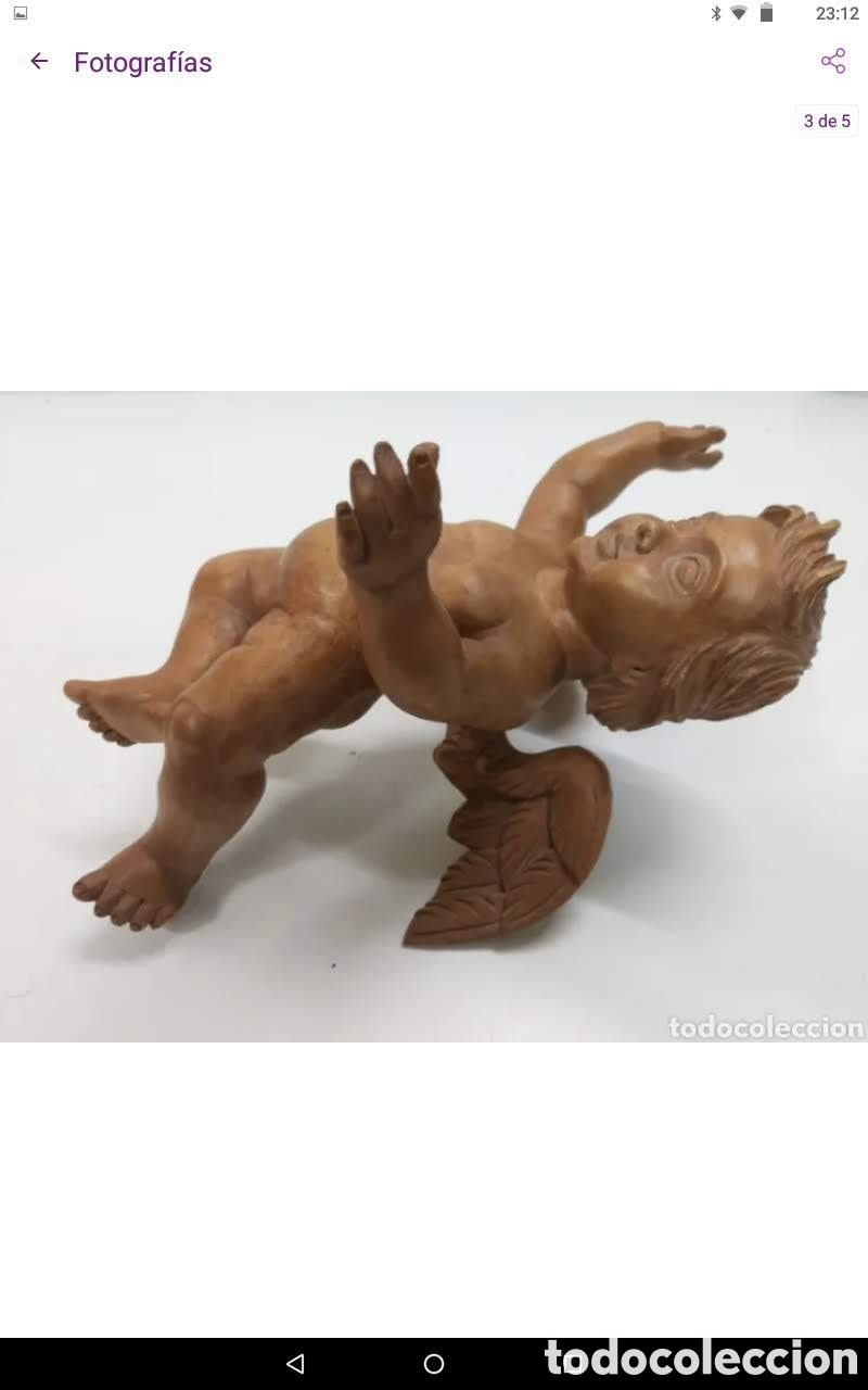 Arte: Antiguo &aacute;ngel policromado al &oacute;leo - Foto 1