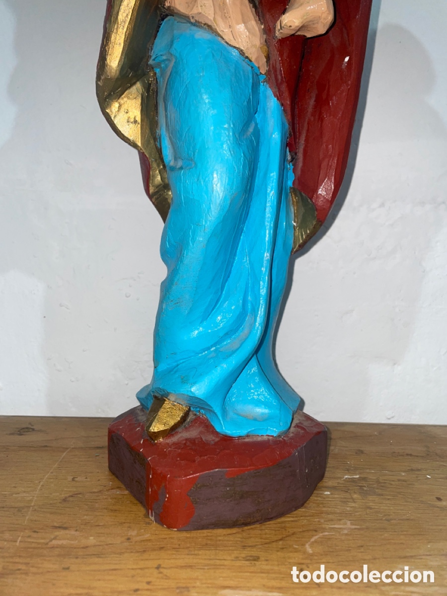 Arte: VIRGEN CON NI&Ntilde;O TALLADA EN MADERA - Foto 5