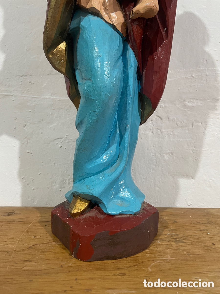 Arte: VIRGEN CON NI&Ntilde;O TALLADA EN MADERA - Foto 6