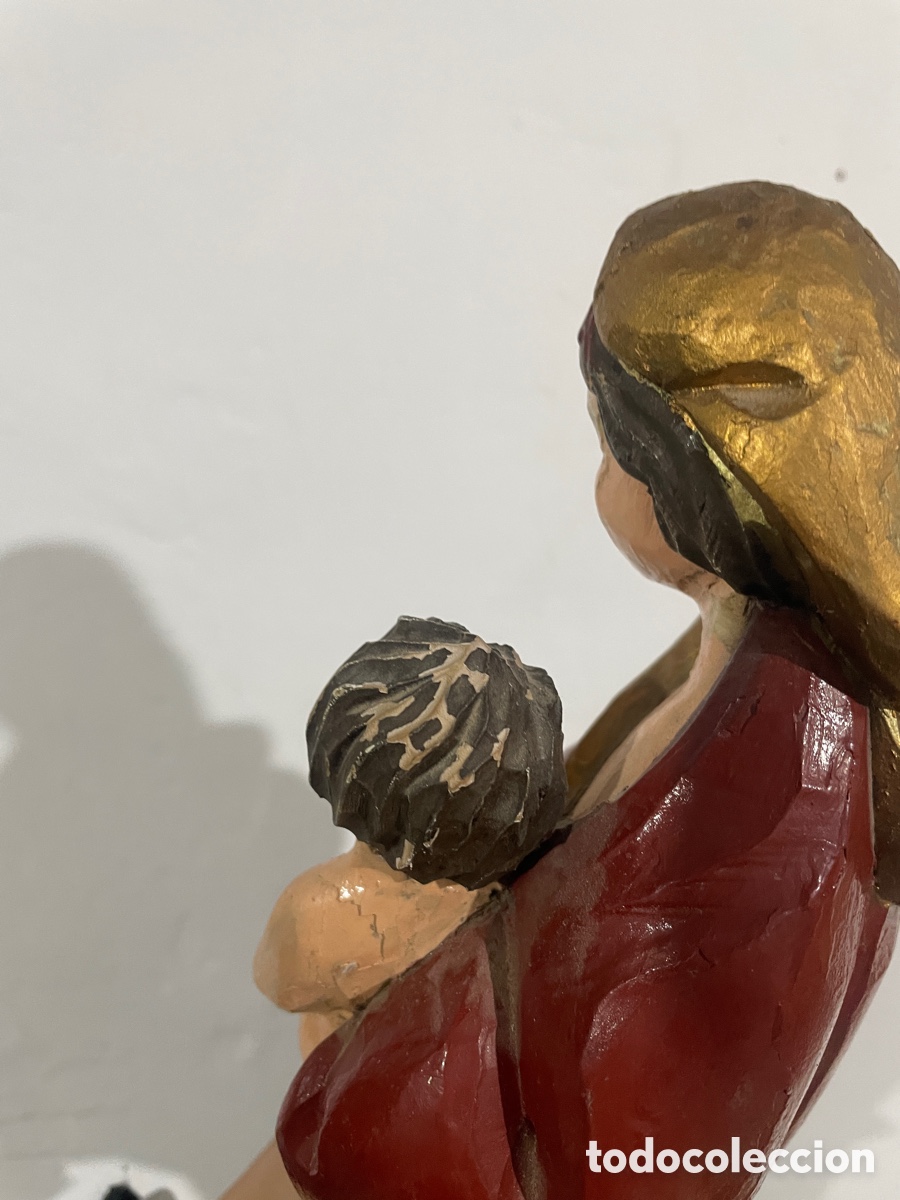 Arte: VIRGEN CON NI&Ntilde;O TALLADA EN MADERA - Foto 8