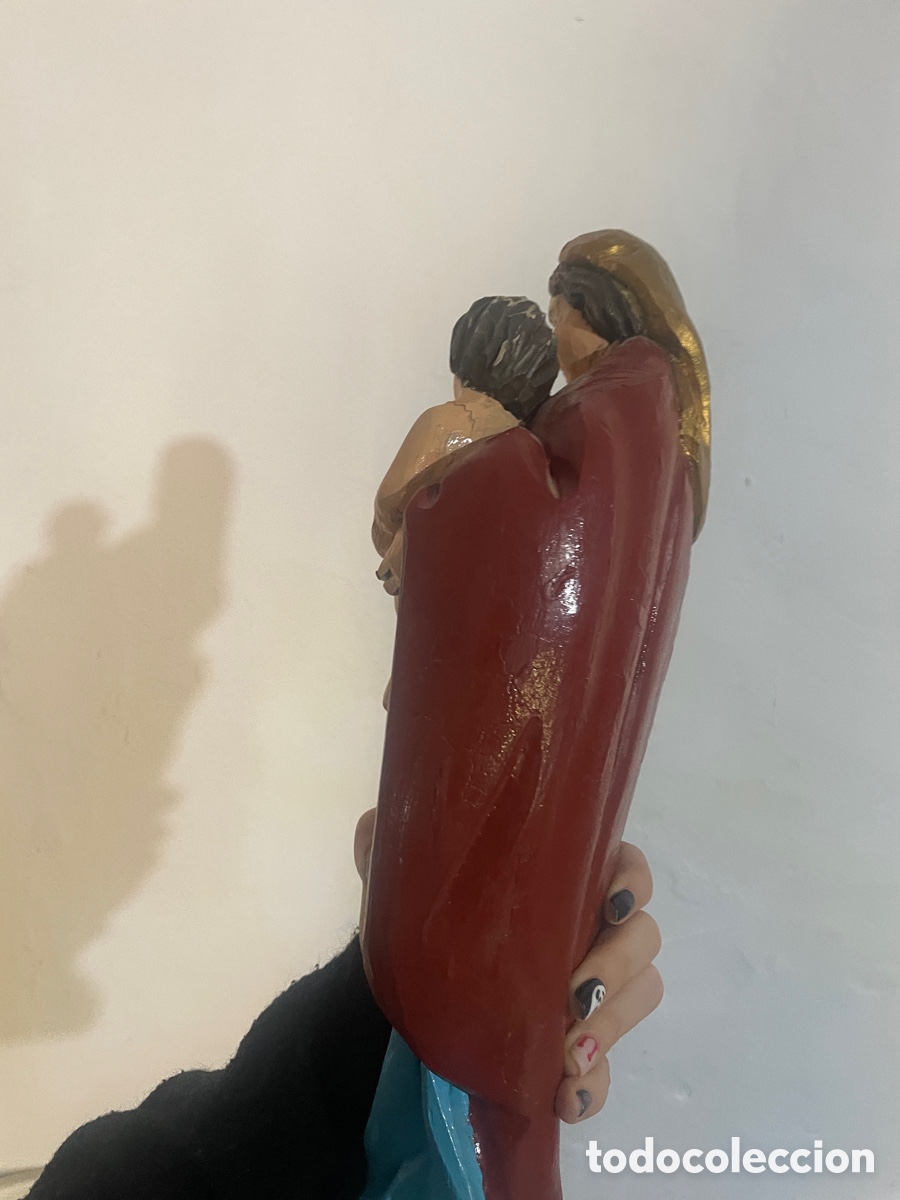 Arte: VIRGEN CON NI&Ntilde;O TALLADA EN MADERA - Foto 13