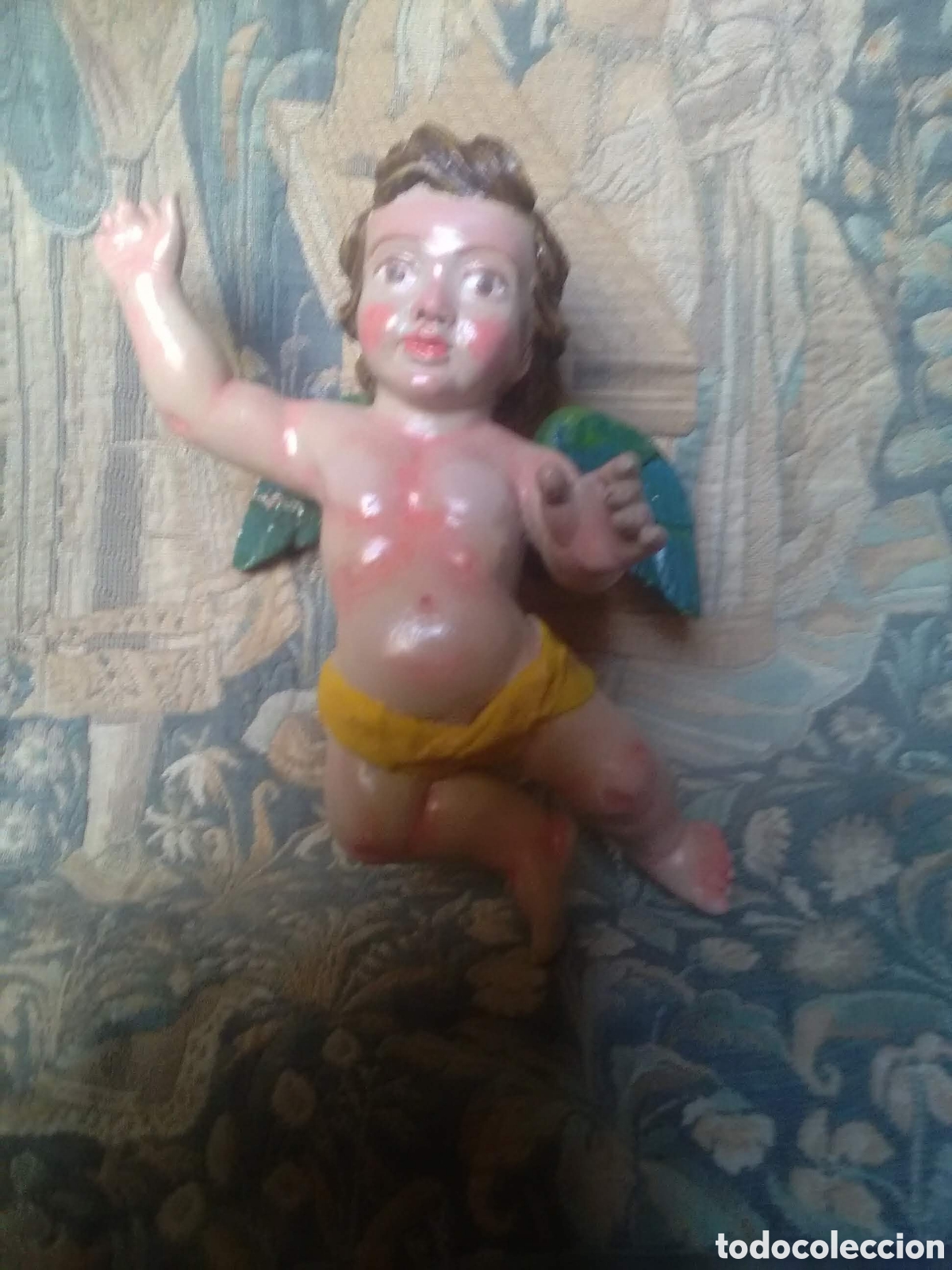 Arte: Antiguo &aacute;ngel policromado al &oacute;leo - Foto 7