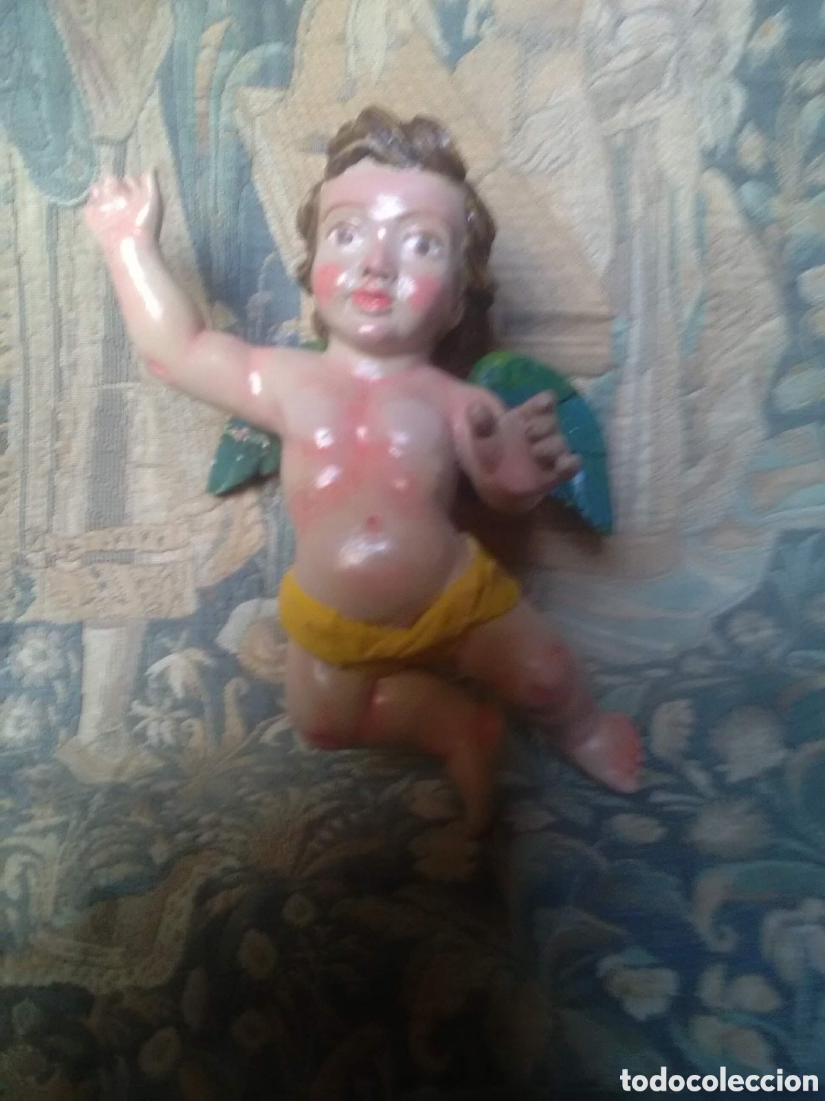 Arte: Antiguo &aacute;ngel policromado al &oacute;leo - Foto 8