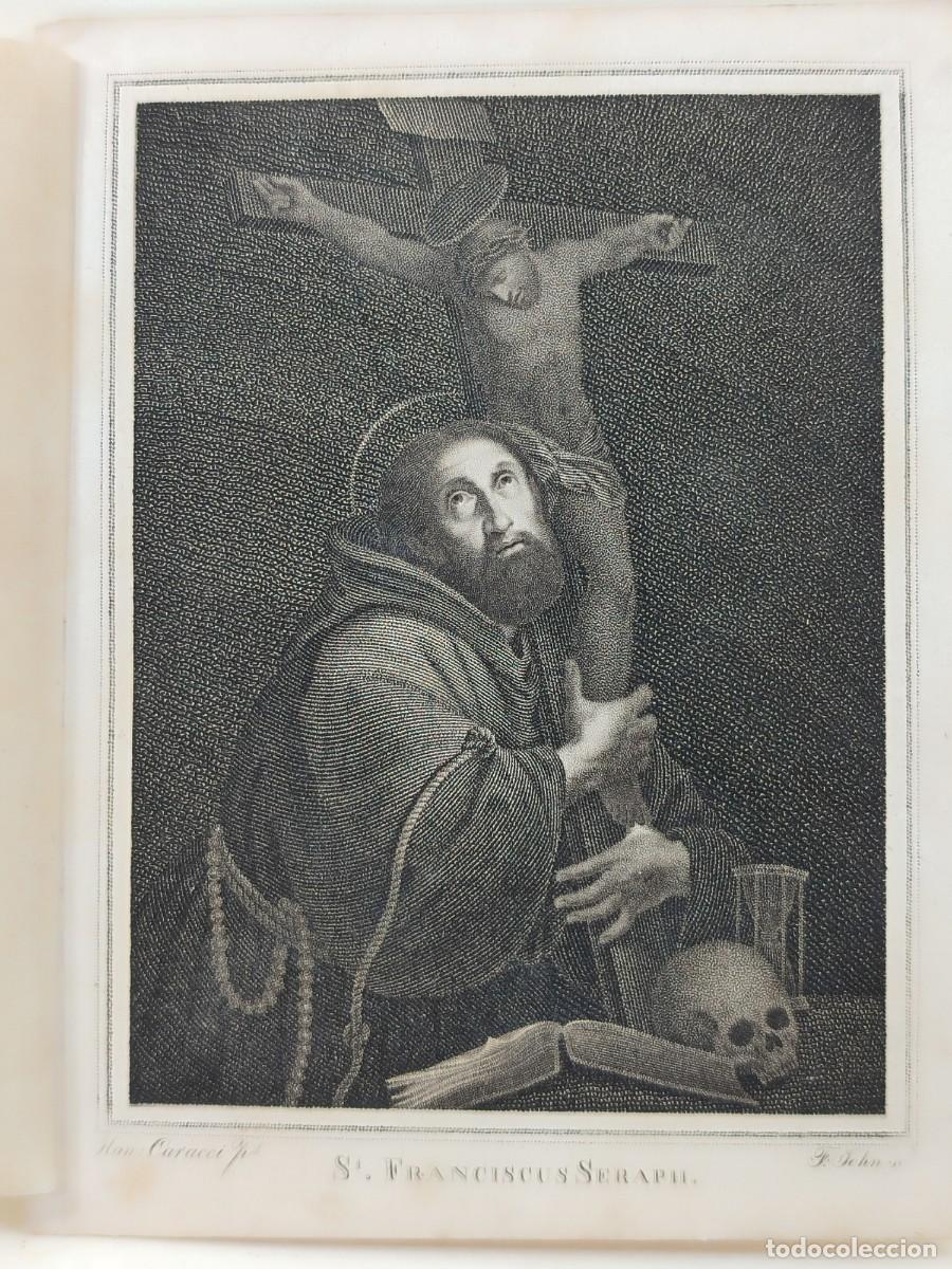 Arte: San Francisco de Asis de Annibale Carracci, grabado cobre, Aglaja 1827, cuadro