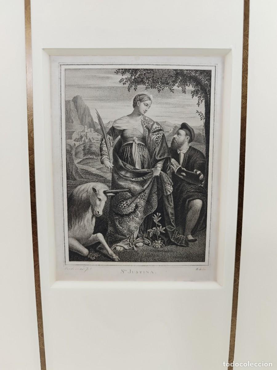 Arte: Santa Justina de Pordenone, grabado cobre, Aglaja 1826, cuadro