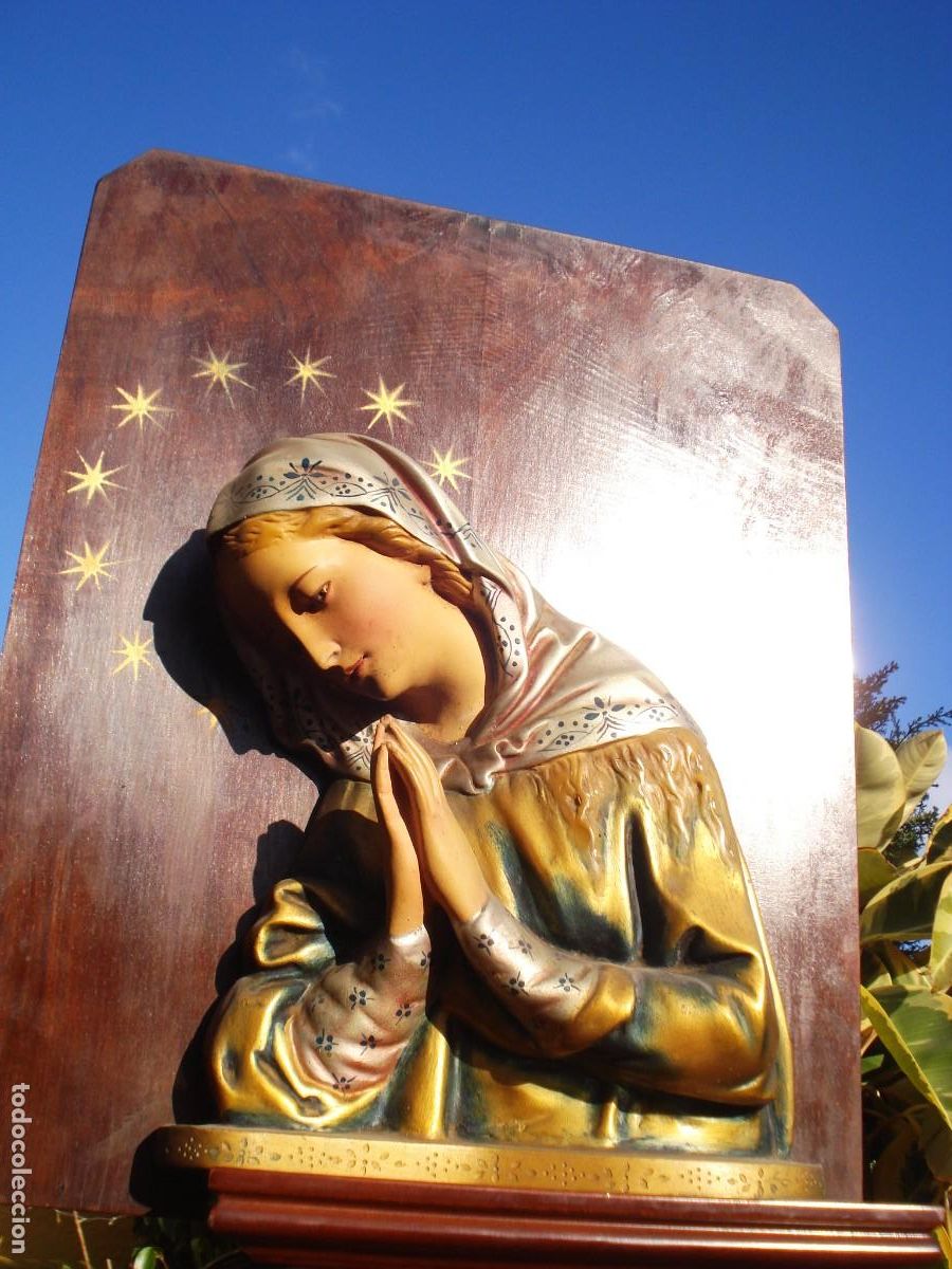 Arte: PLAFON DE LA INMACULADA MADERA Y YESO POLICROMADO - Foto 3