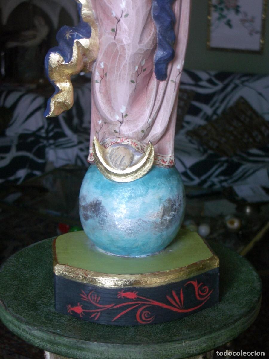 Arte: Virgen Mar&iacute;a talla de madera. 46 cm./ - Foto 3