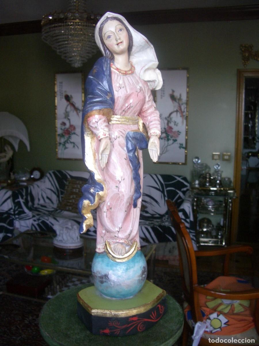 Arte: Virgen Mar&iacute;a talla de madera. 46 cm./ - Foto 4