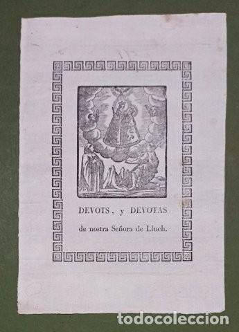 Arte: Grabado: Devots y Devotas de nostra Se&ntilde;ora de Lluch (Patrona de la isla de Mallorca) - Foto 1
