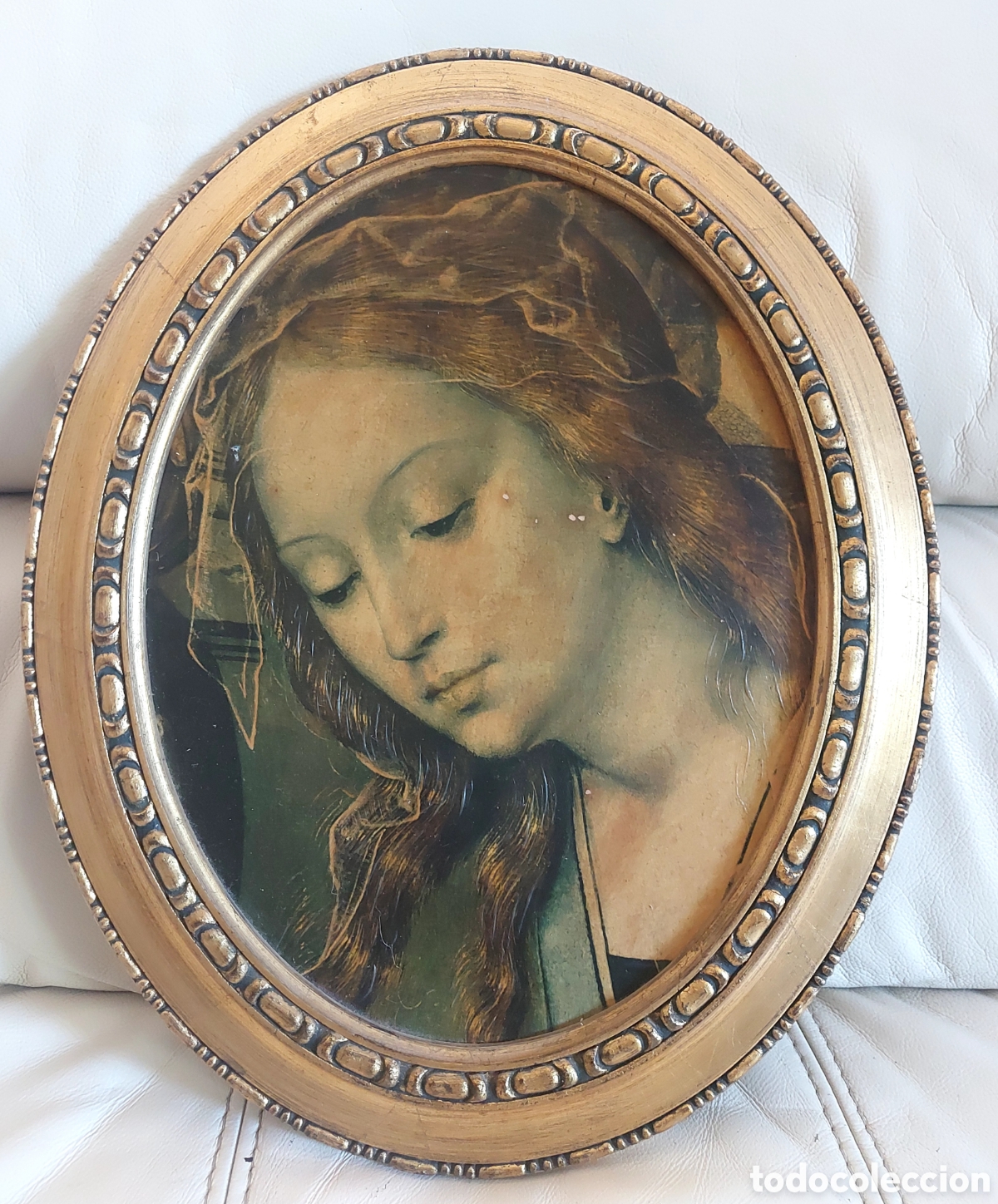 Arte: Cuadro de la Virgen sobre tabla de madera - Foto 1